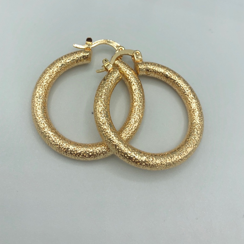 Italian design hoops gold plated earrings